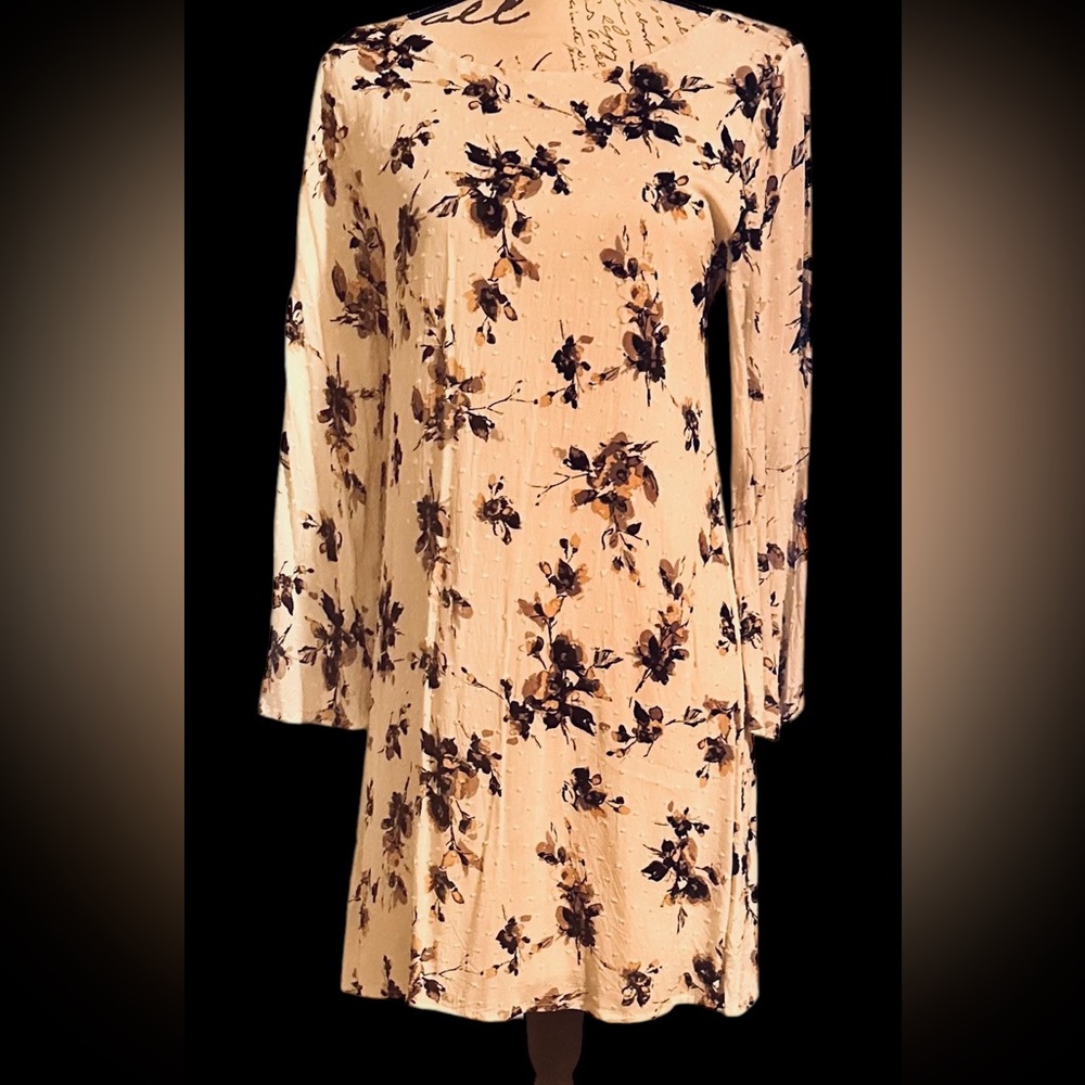 Long Sleeved, lined, open back beautiful floral dress by Dainty Hooligan sz S